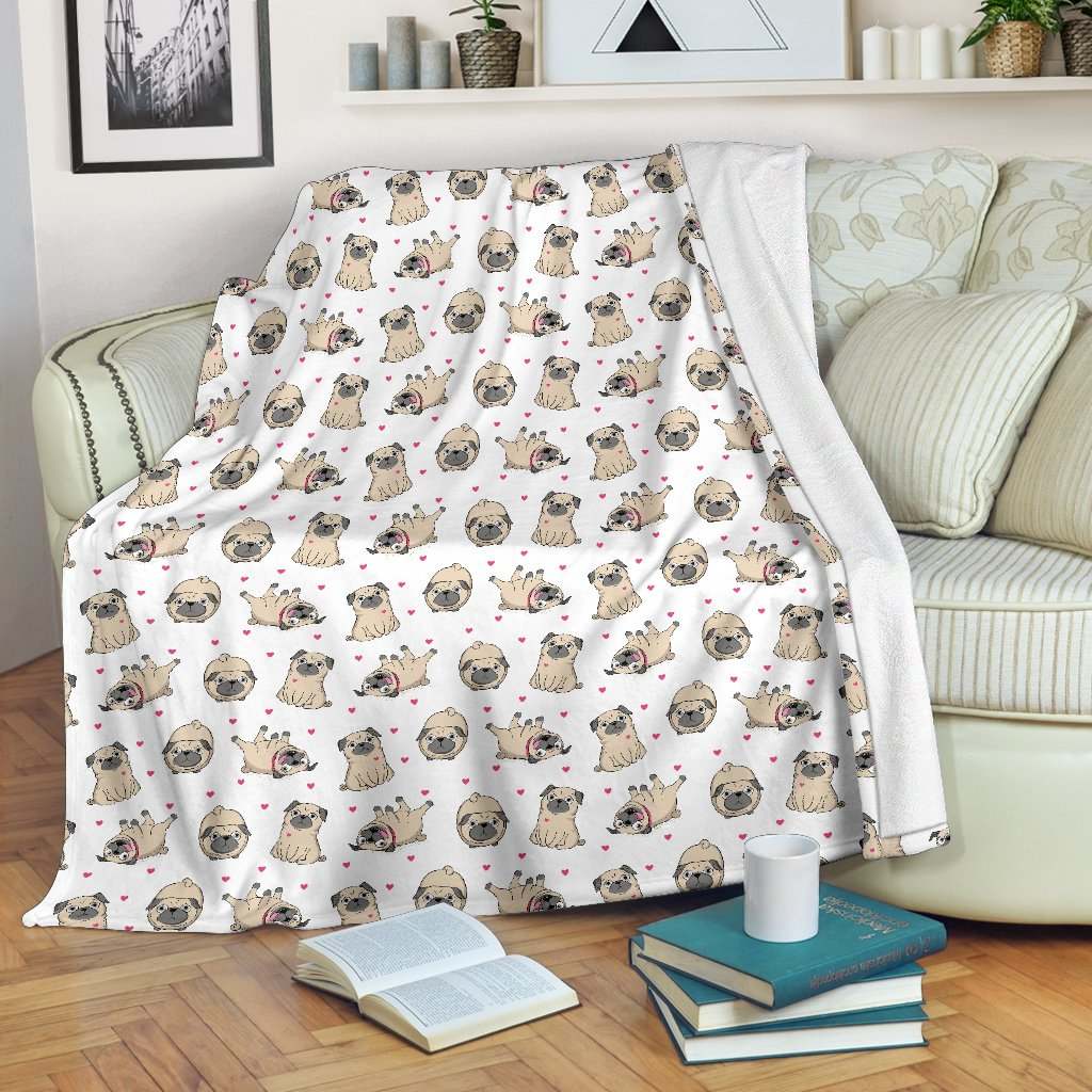 Love Pug CLA01110775F Sherpa Fleece Blanket