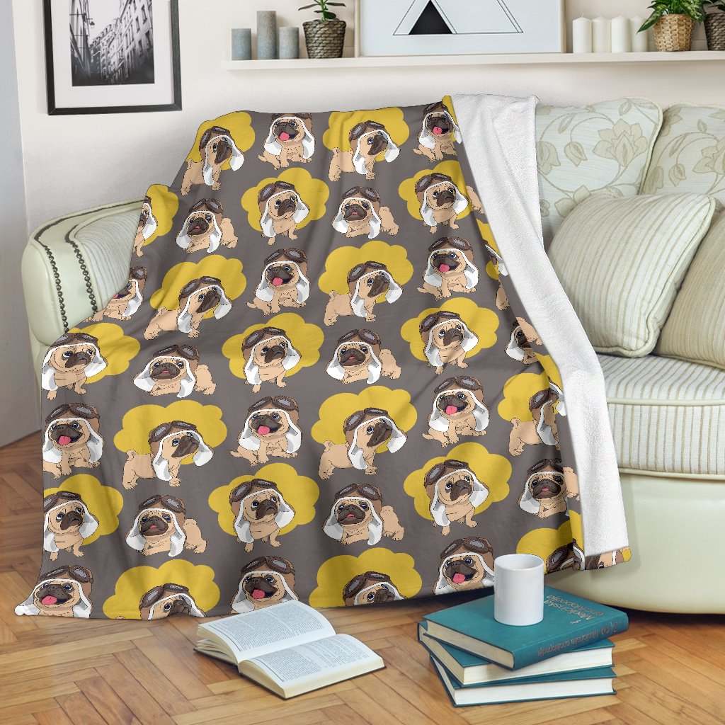 Aviator Pugs CLA01110910F Sherpa Fleece Blanket