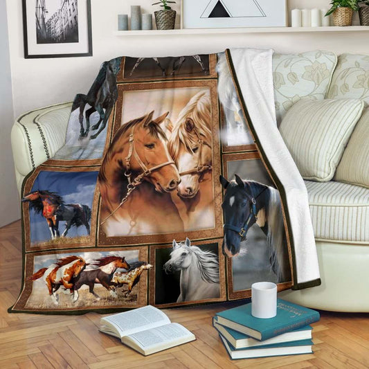 HORSE CLA01110464F Sherpa Fleece Blanket