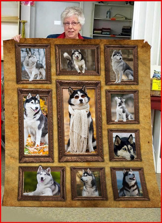 3D Siberian Husky dog CLA0411064F Sherpa Fleece Blanket