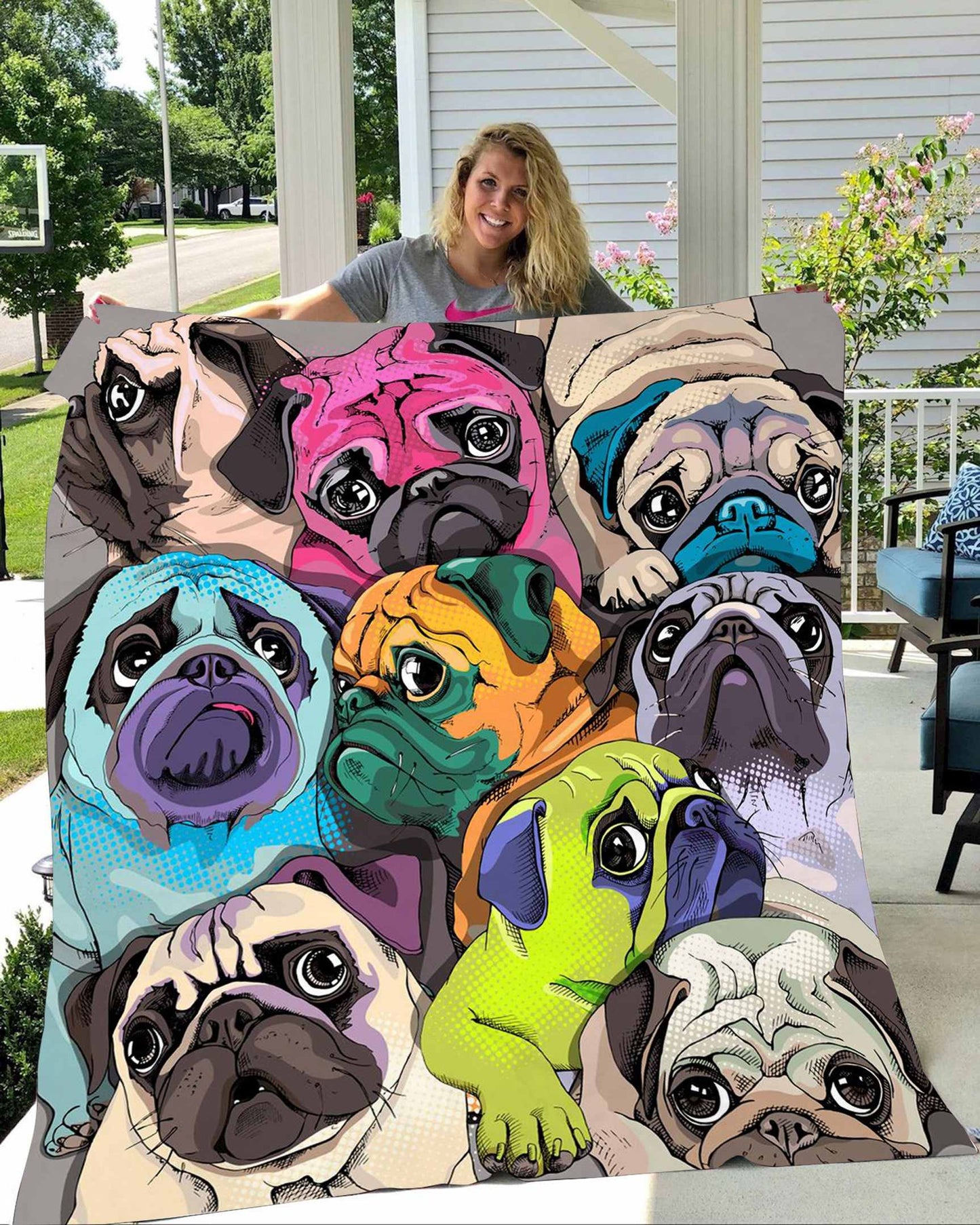 Pug CLA0411241F Sherpa Fleece Blanket