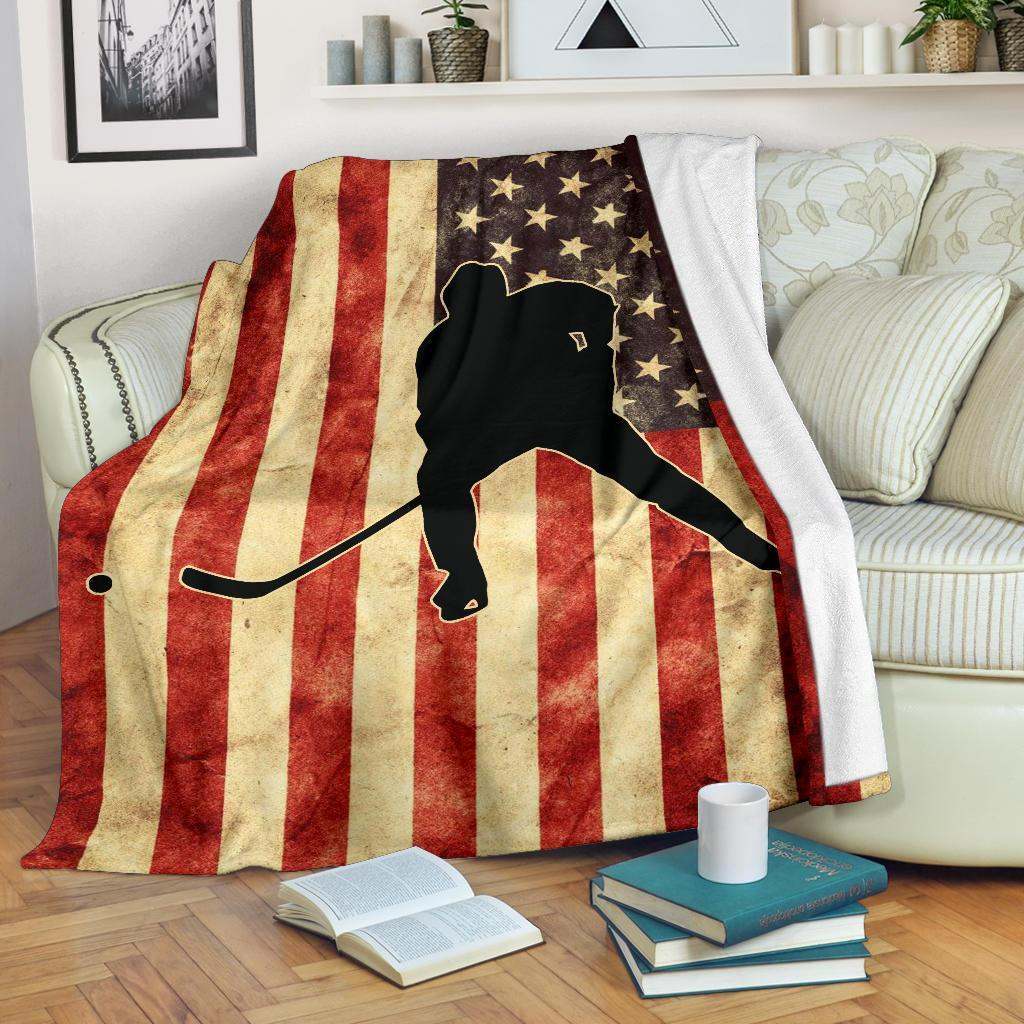 Hockey player flag CLA0411278F Sherpa Fleece Blanket