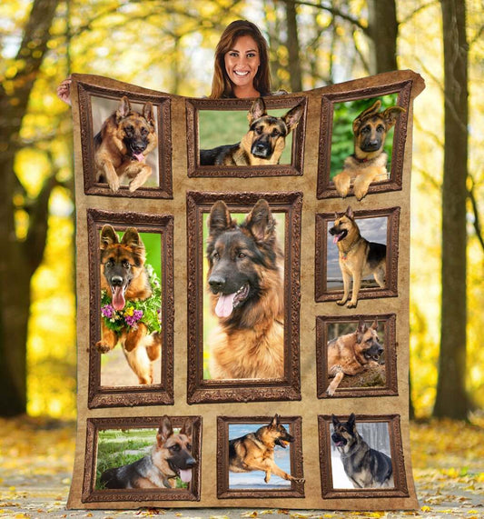 3D German Shepherd dog CLA0411055F Sherpa Fleece Blanket