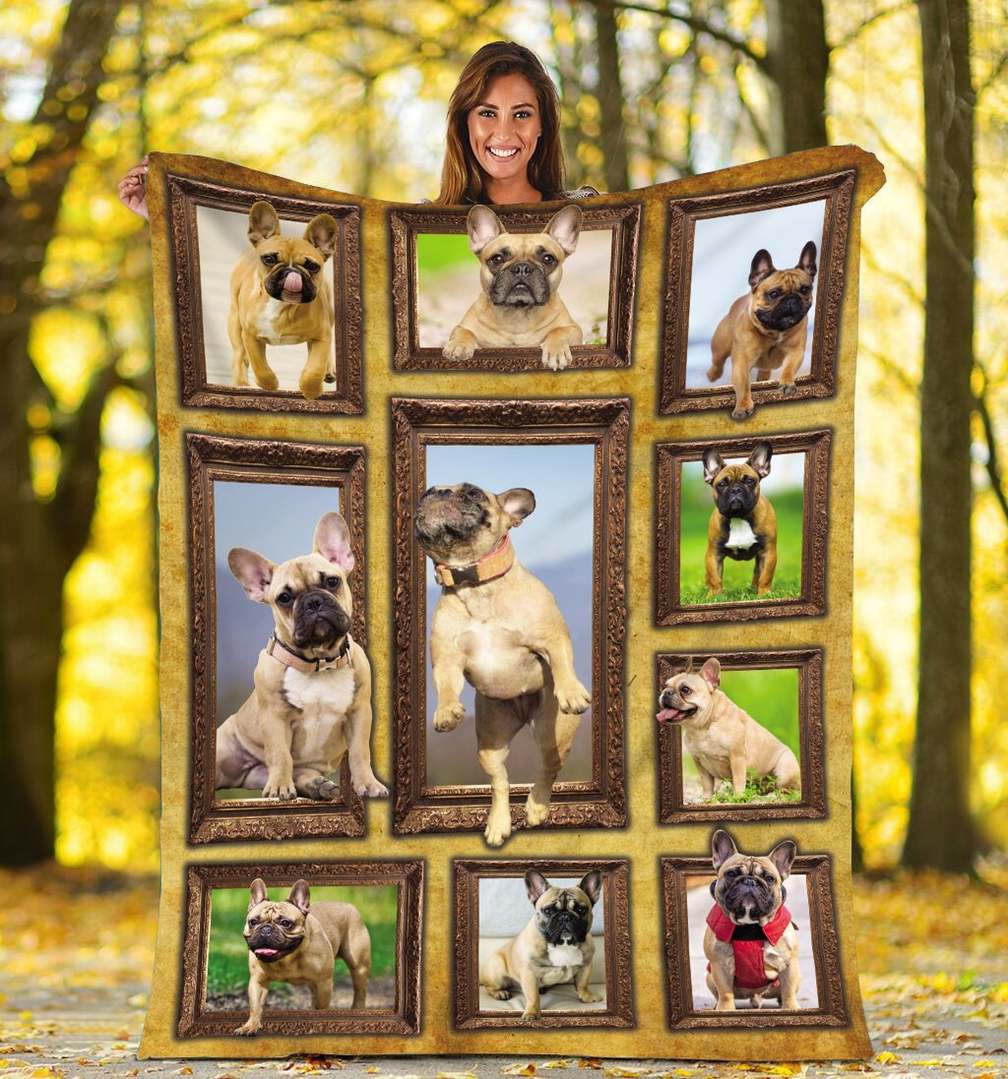 3D French Bulldog dog CLA0411052F Sherpa Fleece Blanket