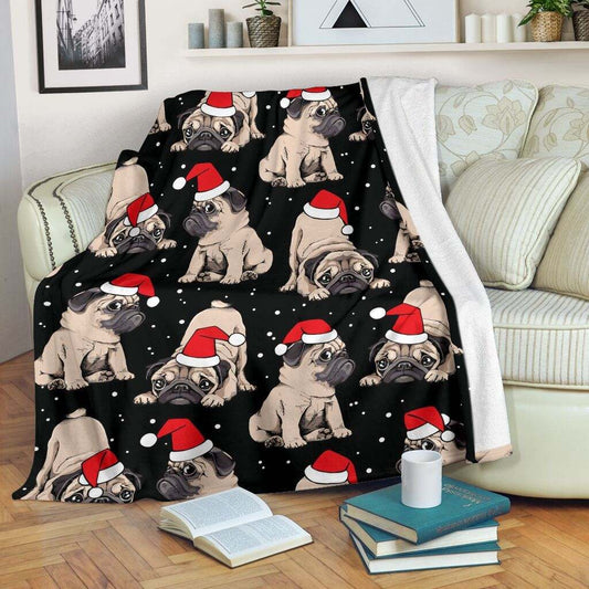 Christmas Pug CLA0411242F Sherpa Fleece Blanket