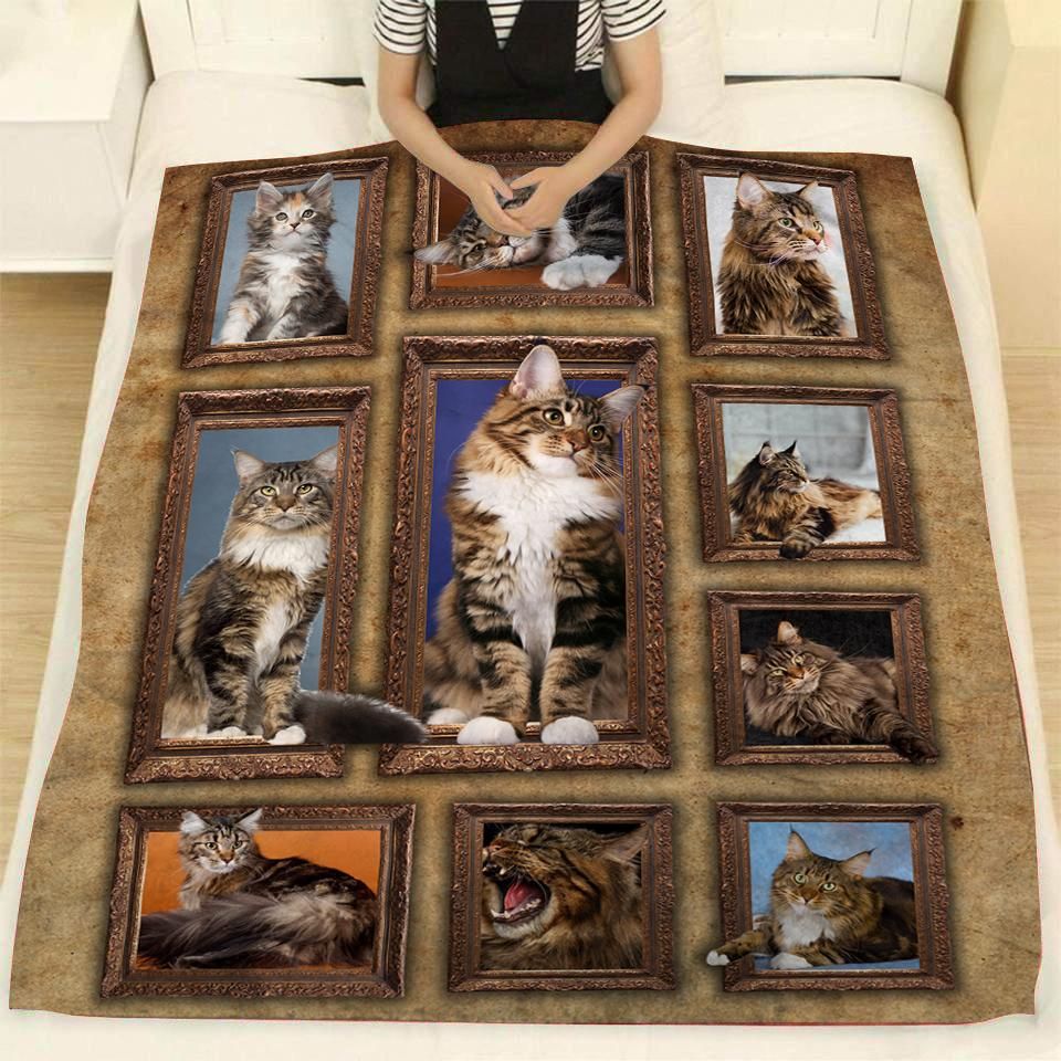 3D Maine Coon Cat CLA0411071F Sherpa Fleece Blanket