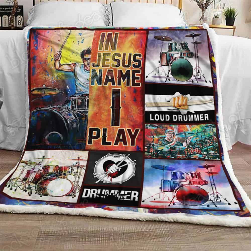 In Jesus Name I Play Drummer CLA07110972F Sherpa Fleece Blanket