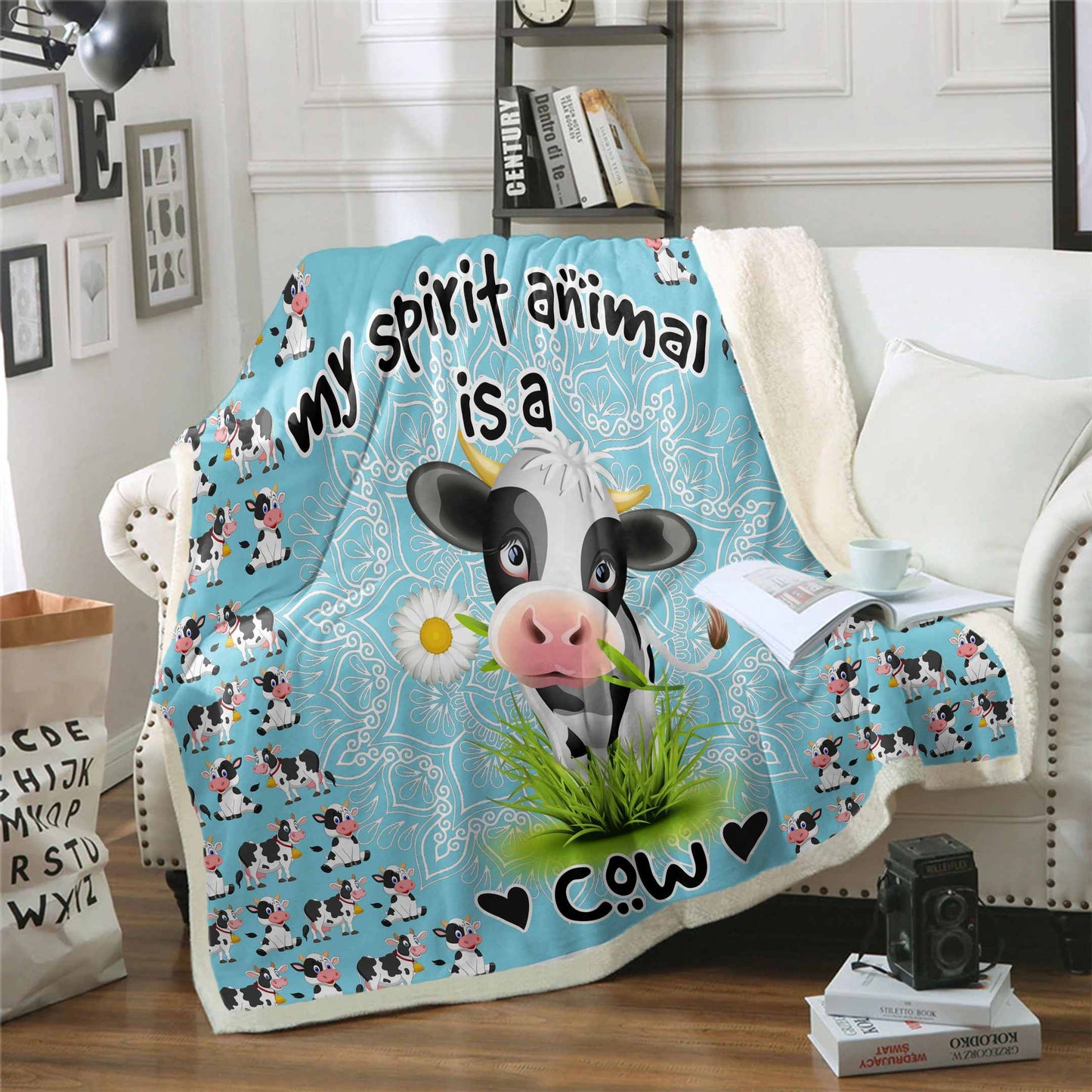 Cow Is My Spirit Animal CLA07110073F Sherpa Fleece Blanket