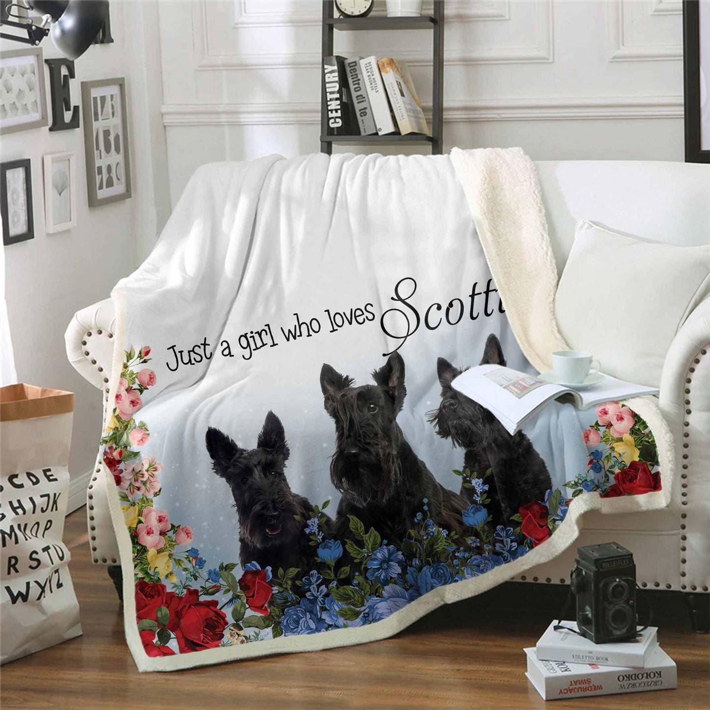 ln scottish terrier just a girl CLA07110063F Sherpa Fleece Blanket