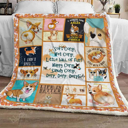 Corgi CLA07110870F Sherpa Fleece Blanket