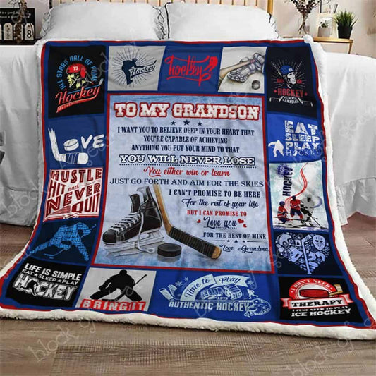 To My Grandson Ice Hockey CLA07111043F Sherpa Fleece Blanket