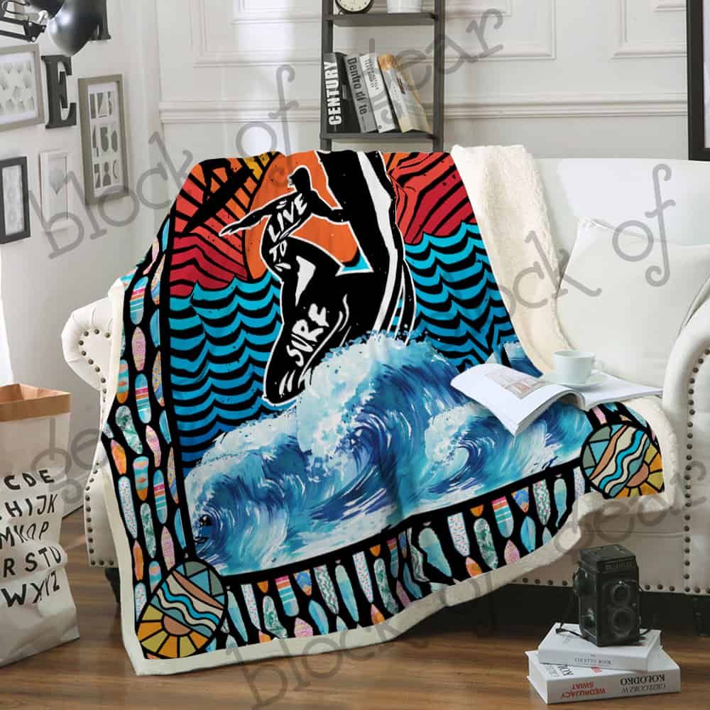 Live To Surf CLA07111028F Sherpa Fleece Blanket