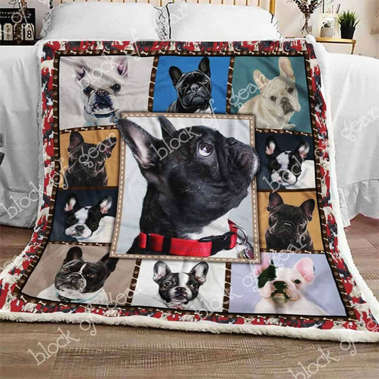 French Bulldog CLA07110611F Sherpa Fleece Blanket