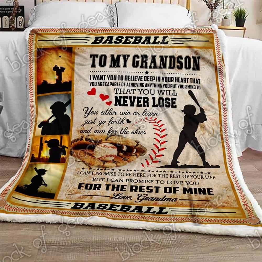 To My Grandson Just Plays Baseball CLA07111064F Sherpa Fleece Blanket