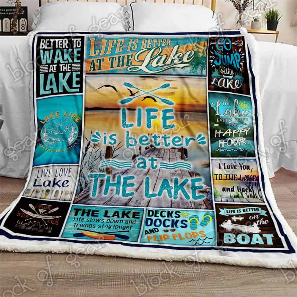 Life Is Better At The Lake CLA07110923F Sherpa Fleece Blanket