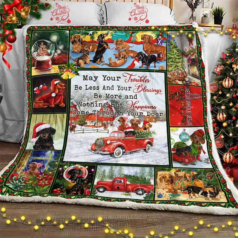 Christmas Dachshund CLA07110544F Sherpa Fleece Blanket