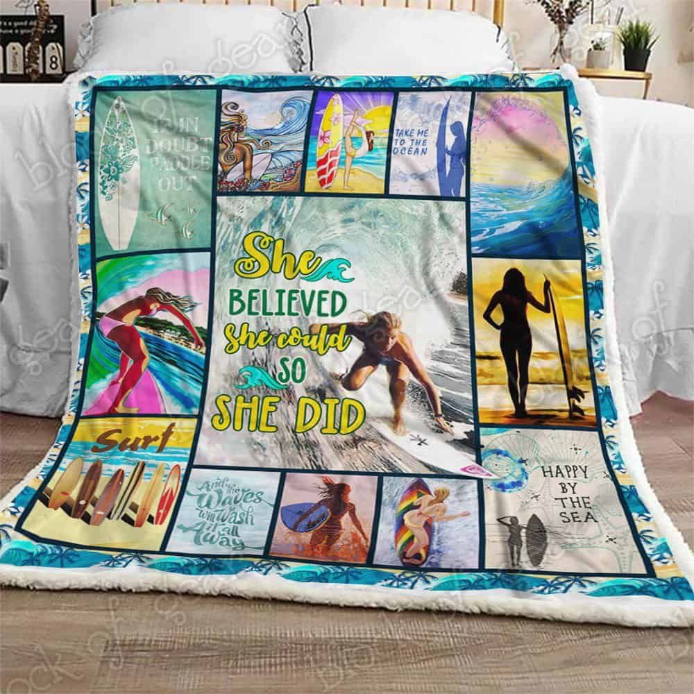 Surf Girl CLA07110456F Sherpa Fleece Blanket