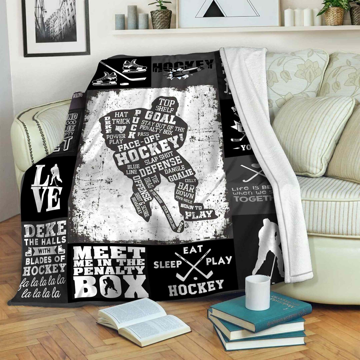 Hockey Player CLA07110296F Sherpa Fleece Blanket