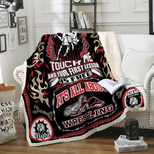 Wrestling CLA07110804F Sherpa Fleece Blanket