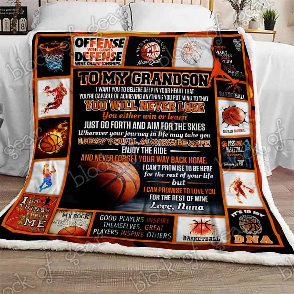 Basketball Grandson Love Nana CLA07110570F Sherpa Fleece Blanket