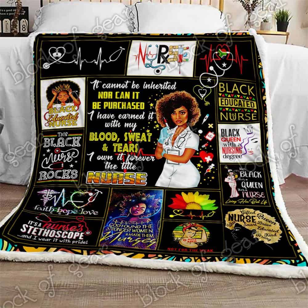 Proud Black Nurse CLA07110665F Sherpa Fleece Blanket