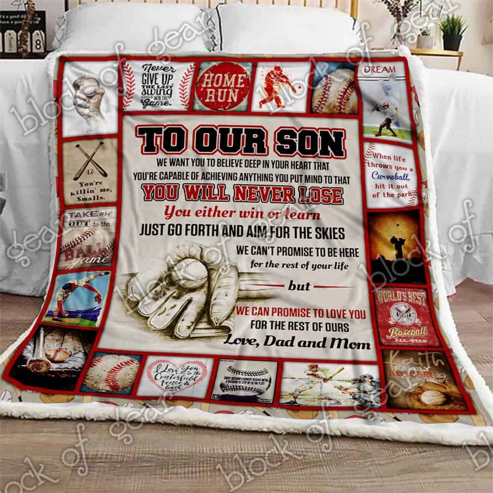 Baseball Son Love Dad And Mom CLA07110460F Sherpa Fleece Blanket