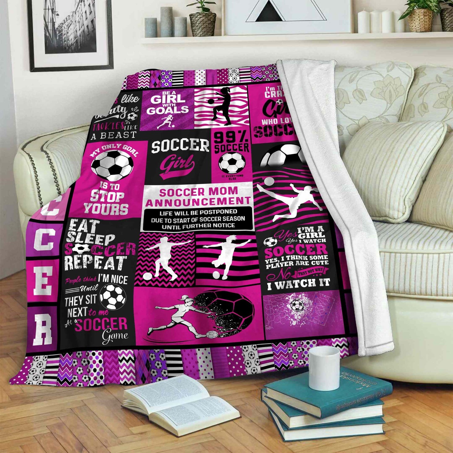 Soccer CLA07110397F Sherpa Fleece Blanket