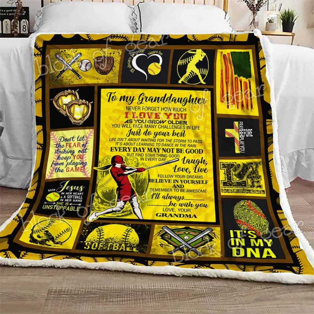 To My Granddaughter Softball CLA07111097F Sherpa Fleece Blanket