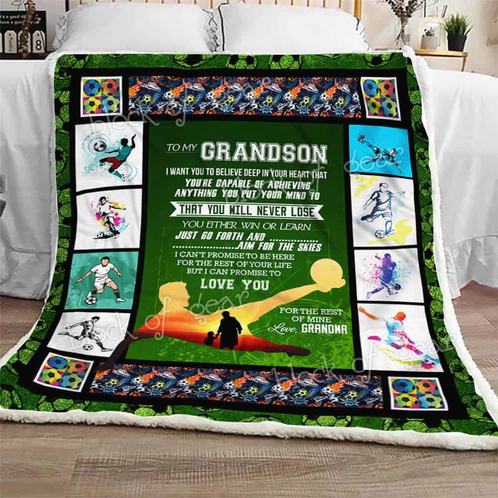 To My Grandson Soccer CLA07111101F Sherpa Fleece Blanket