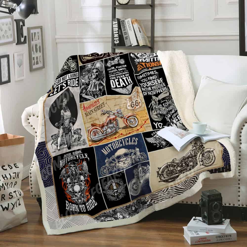 Devil Rider Motorcycle CLA07110826F Sherpa Fleece Blanket