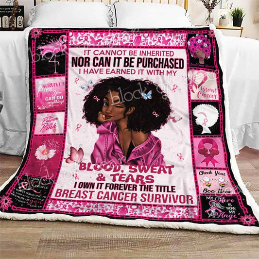 Breast Cancer Survivor Black Woman CLA08110402F Sherpa Fleece Blanket