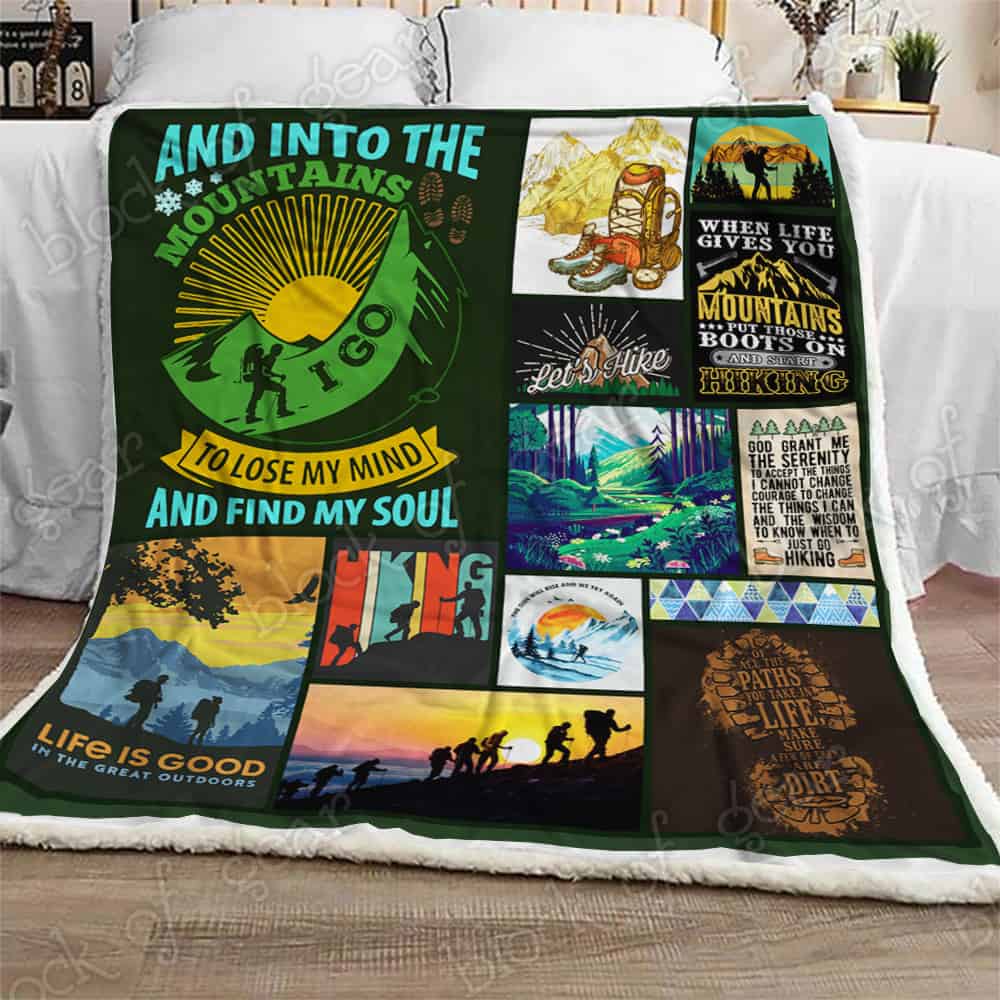 And Into The Mountains I Go Hiking CLA08110439F Sherpa Fleece Blanket