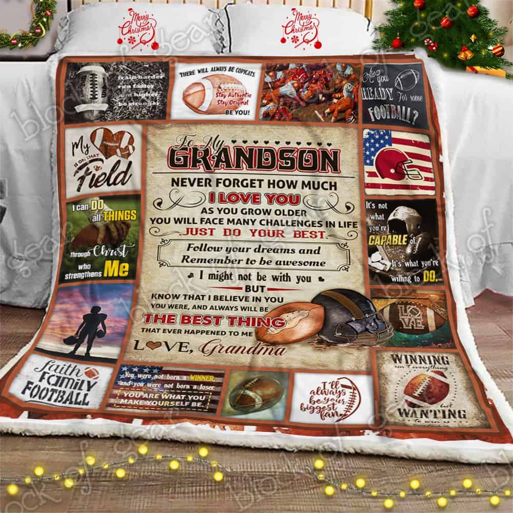 Love My Football Grandson Grandma CLA08110100F Sherpa Fleece Blanket