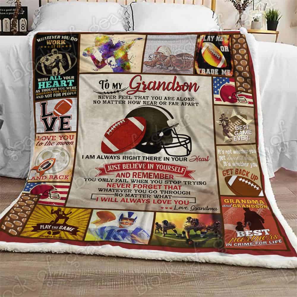 To My Grandson Football CLA08110239F Sherpa Fleece Blanket