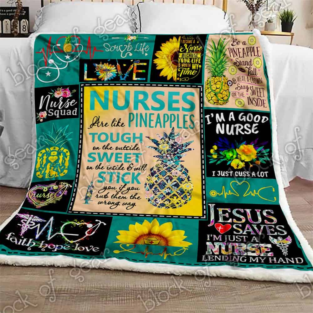 Pineapple Nurse CLA08110910F Sherpa Fleece Blanket