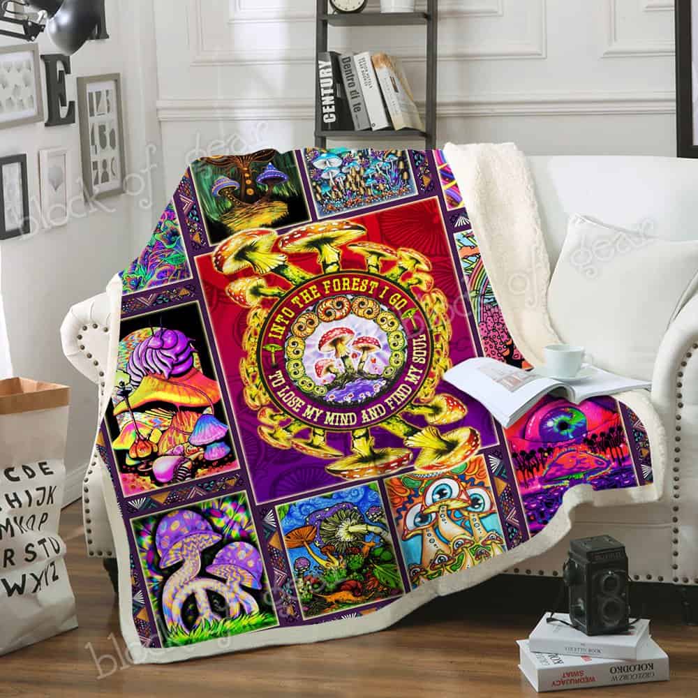 Psychedelic Trippy Mushroom CLA08110274F Sherpa Fleece Blanket