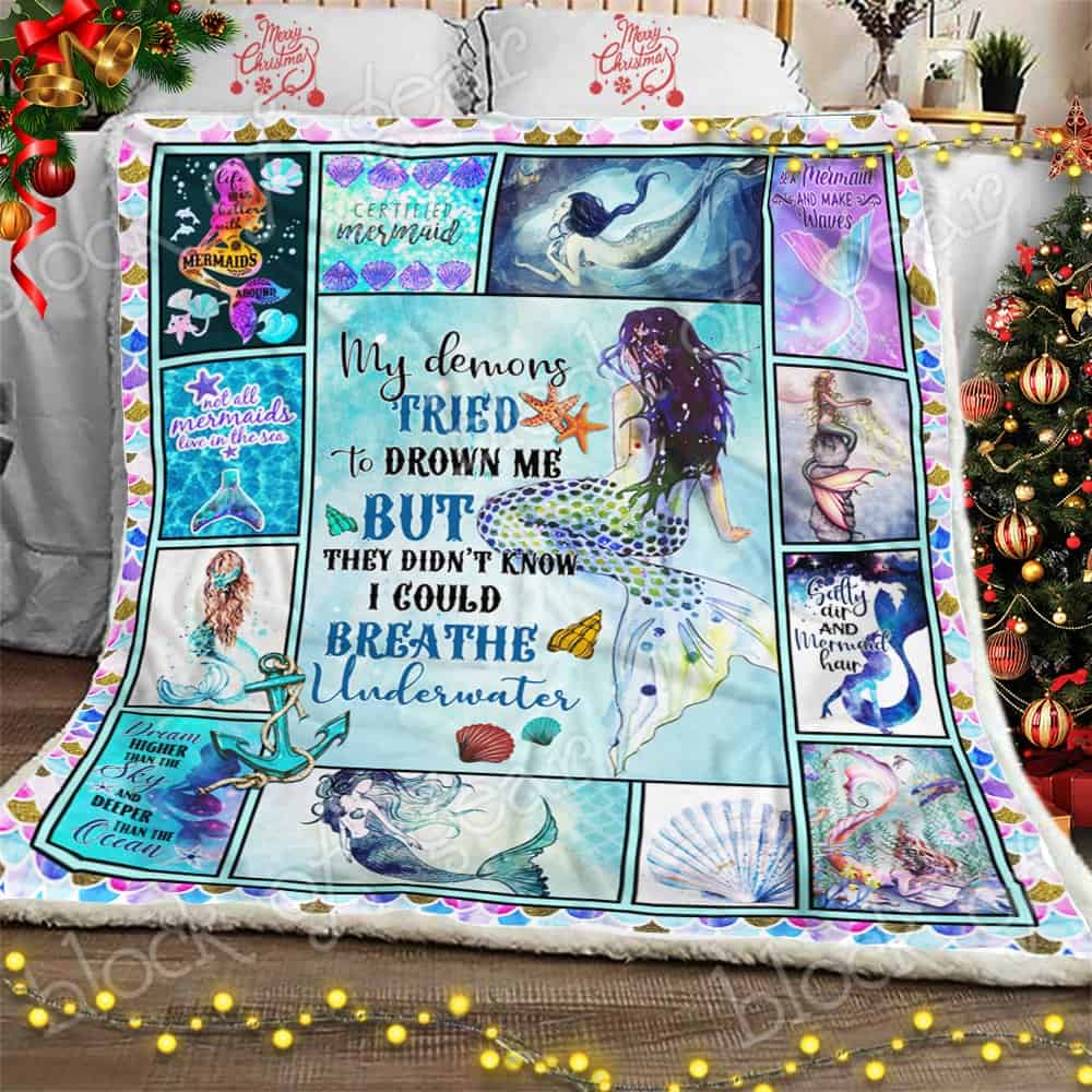 I Could Breathe Underwater Mermaid CLA08110524F Sherpa Fleece Blanket