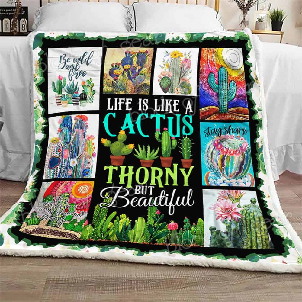 Life Is Like A Cactus CLA08110647F Sherpa Fleece Blanket