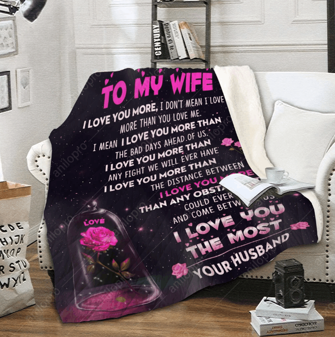 Husband To Wife I Love You More CLM0811096S Sherpa Fleece Blanket