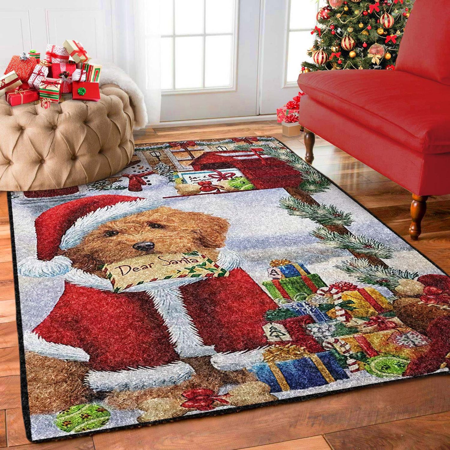 Merry Christmas Goldendoodle CG0811114M Rug