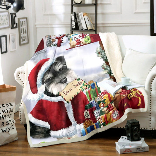 Merry Christmas Miniature Schnauzer CG0811093TT Sherpa Fleece Blanket