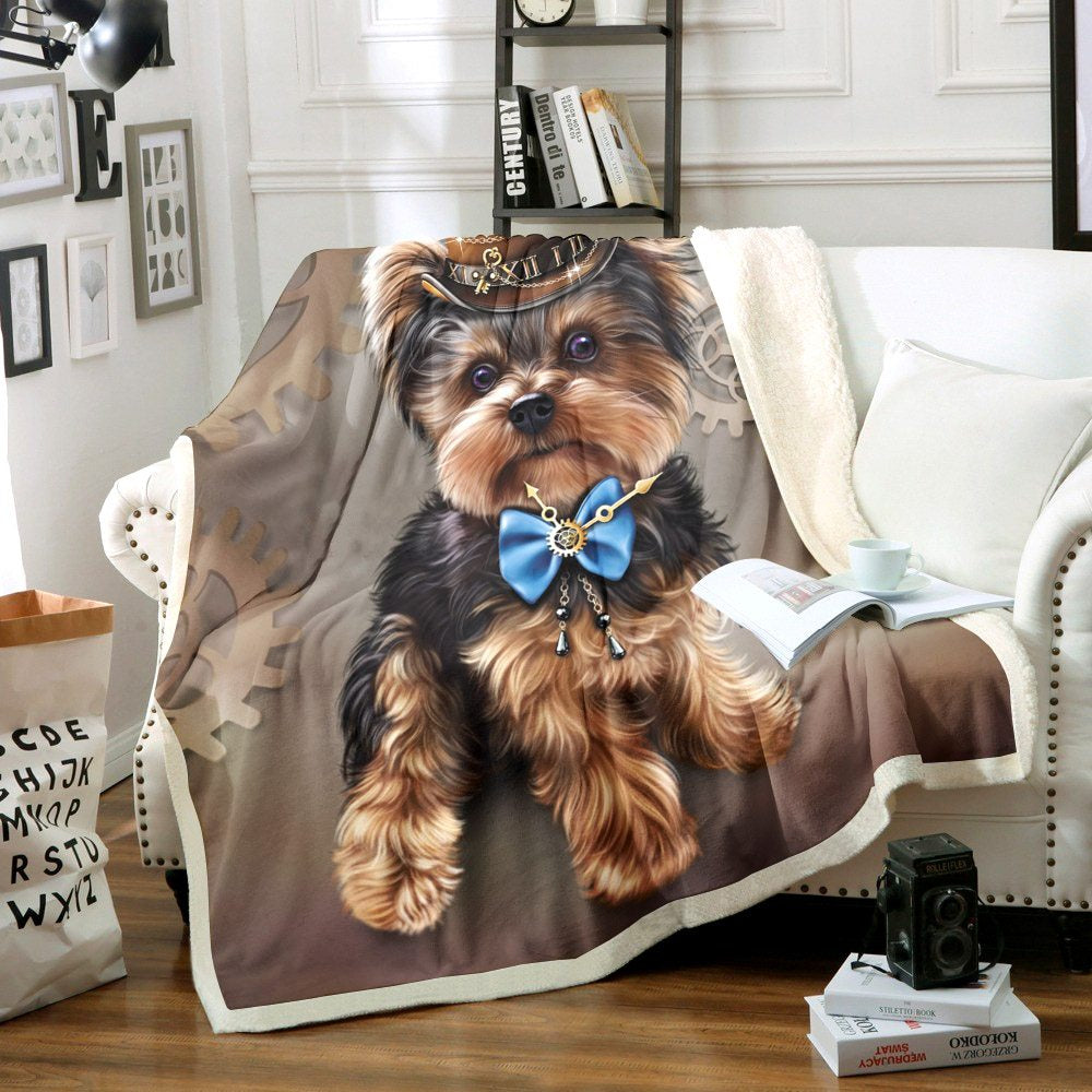 Steampunk Yorkie CG0811126TT Sherpa Fleece Blanket