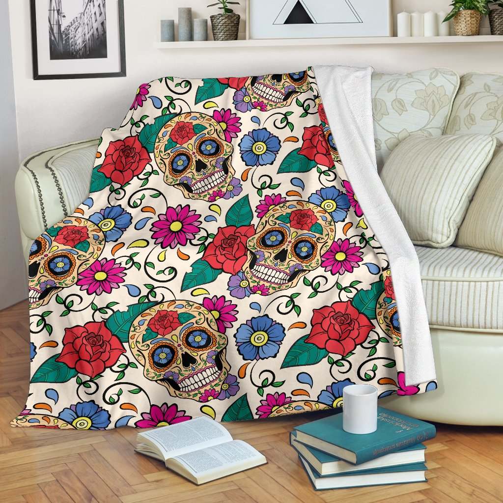 Sugar Skull Day Of The Dead CL08110249MDF Sherpa Fleece Blanket