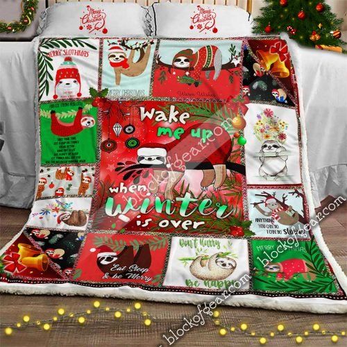 Merry Sloth Christmas CL08110194MDF Sherpa Fleece Blanket