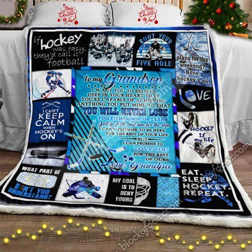 From Grandpa To Grandson Ice Hockey CL08110142MDF Sherpa Fleece Blanket