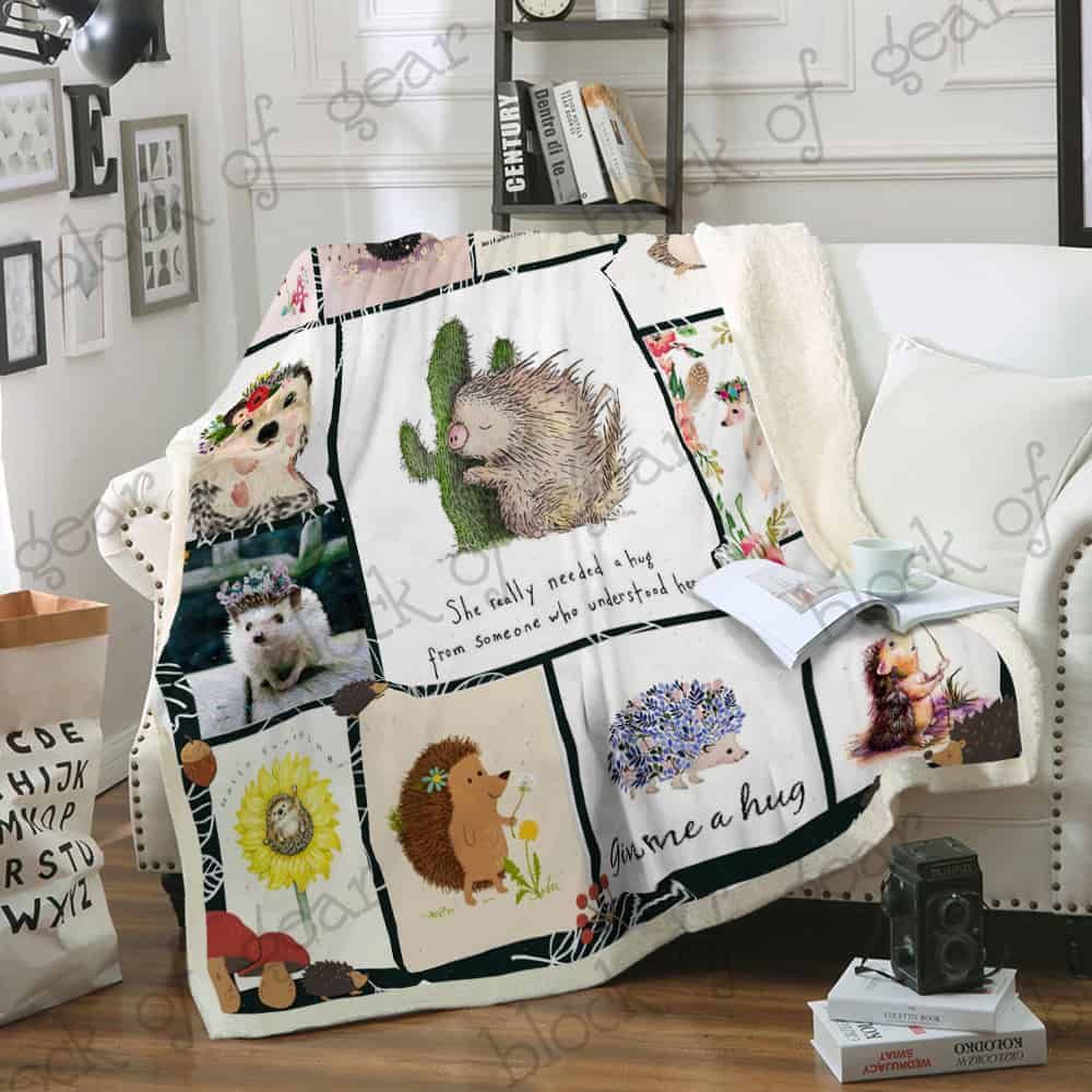 Give Me A Hug Hedgehog CLA1111049F Sherpa Fleece Blanket