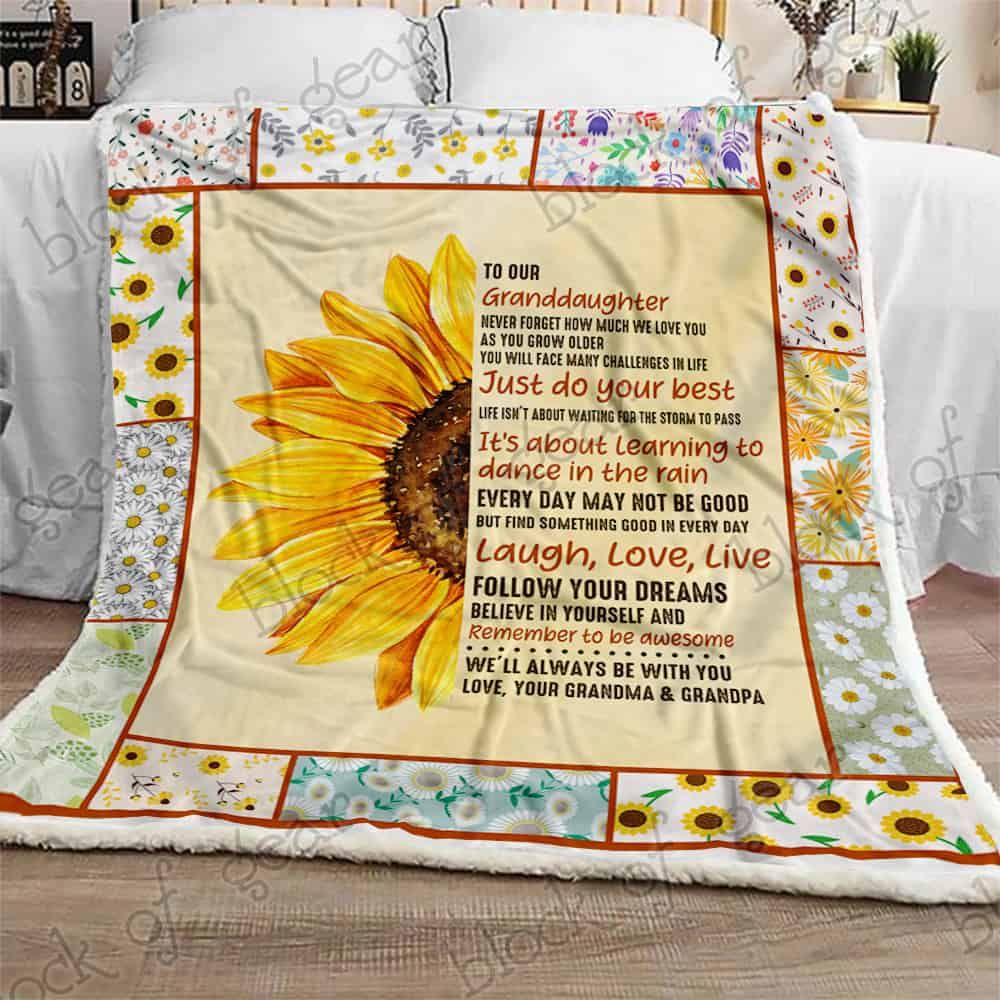 Our Sunshine Granddaughter Love Grandma Grandpa CLA1111542F Sherpa Fleece Blanket