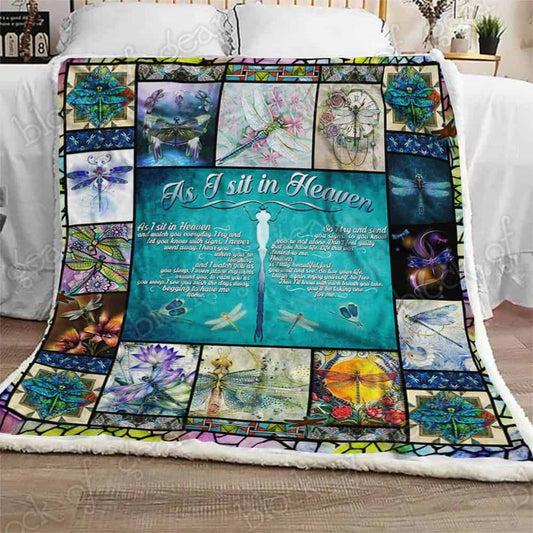 As I Sit In Heaven Dragonfly CLA1111550F Sherpa Fleece Blanket