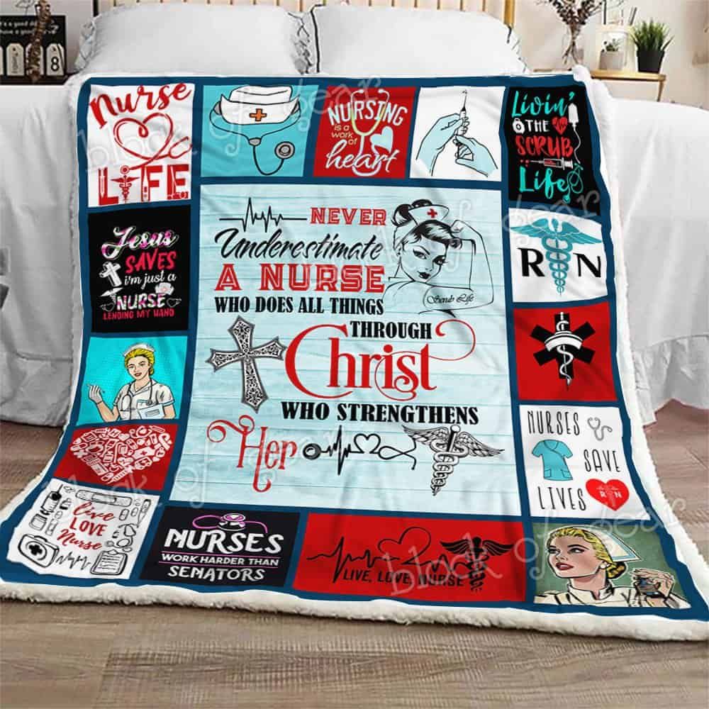 Jesus Saves I m Just A Nurse CLA1111190F Sherpa Fleece Blanket