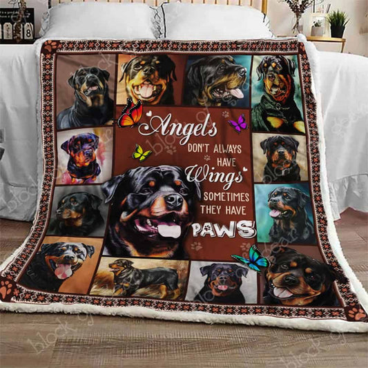 My Angel Dog Rottweiler CLA1111472F Sherpa Fleece Blanket